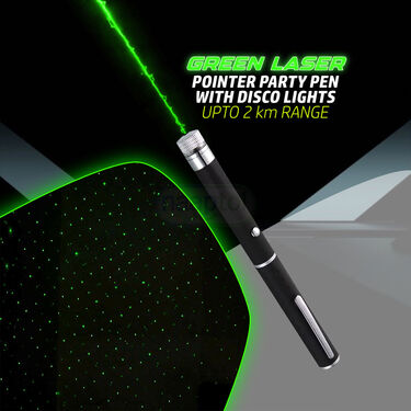 Green Laser Pointer Party Pen With Disco Lights Up To 2 km Range (LL)