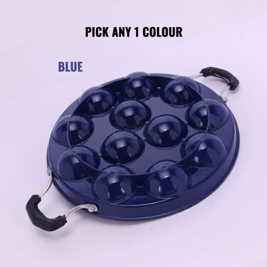 12 Cavity Nonstick Appam Patra with Lid + Stainless Steel Medu Vada Maker + Free Mini Coconut Scraper (1AP1MW4)