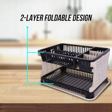 2 Layer Dish Rack With Water Drain Tray (1DR1)