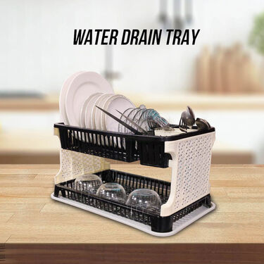 2 Layer Dish Rack With Water Drain Tray (1DR1)