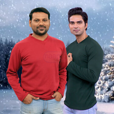 Stylish Full Sleeves V Neck T-Shirts  BOGO (2VT1)