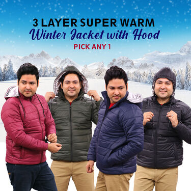 3 Layer Super Warm Puffer Jacket with Hood (MPJ-1)