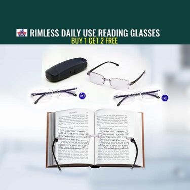 Rimless Daily Use Bifocal Reading Glasses - Buy 1 Get 2 FREE (3BRG16)