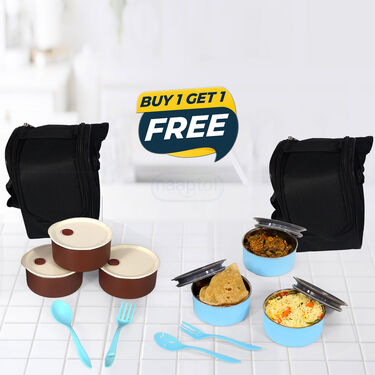 3 Pcs Vacuum Insulated lunch Box With Bag - B1G1 (3ILBB)