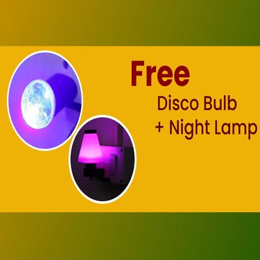 Colour Changing LED Bulb with Bluetooth Speaker & Remote + Free Disco Bulb + Free Night Lamp