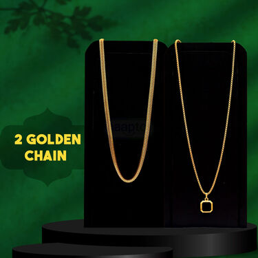 Golden Watch + 2 Chain + Bracelet + Ring  (MGW2CBR9)