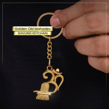 Men's  Golden Watch +  Chain +  Damru Trishul & Rudraksh Bracelet + Ring  + Om Keychain (MGWCBRK1)