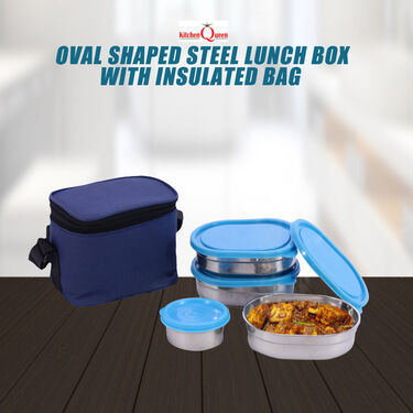 Oval Shaped Steel Lunch Box With Insulated Bag (OSLB)