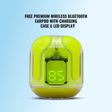 Rechargeable Mens Golden Hair Trimmer + FREE Premium Wireless Bluetooth Earpod with Charging case and LED display (PMT1WP2)