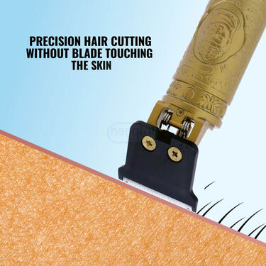 Rechargeable Mens Golden Hair Trimmer + FREE Premium Wireless Bluetooth Earpod with Charging case and LED display (PMT1WP2)