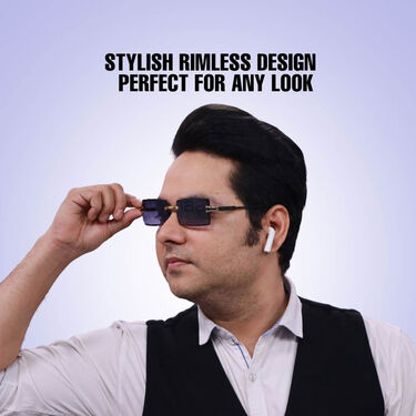 Stylish Rimless Sunglasses With Free Wireless Earpods (SGWP1)