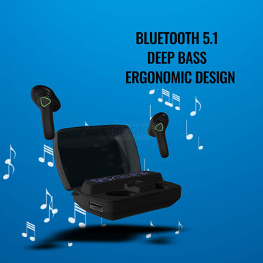 Wireless Bluetooth Earpod With Charging Chase Torch & Inbuilt Powerbank + FREE 3 In 1 Charging Cable (TWS62)