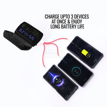 Wireless Bluetooth Earpod With Charging Chase Torch & Inbuilt Powerbank + FREE 3 In 1 Charging Cable (TWS62)