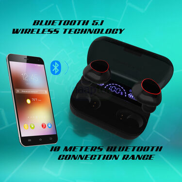 Wireless Bluetooth Earbuds With inbuilt Screen & Powerbank With Free Multipurpose Cable Kit & Mobile Stand (TWS65)