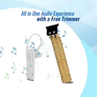Clip On Calling Bluetooth Earphone With Free Golden Trimmer (TWS69)