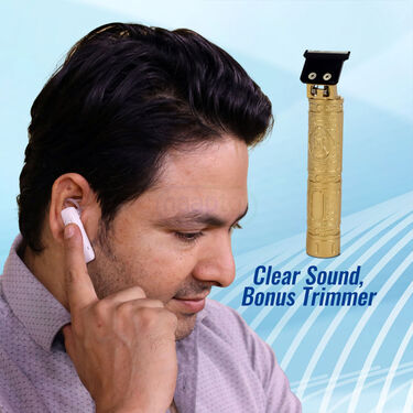 Clip On Calling Bluetooth Earphone With Free Golden Trimmer (TWS69)