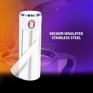 12 Hours Hot - Vacuum Insulated Stainless Steel Flip Flask With Temperature Display (450 ML) (1TFF1)