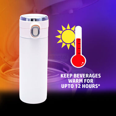 12 Hours Hot - Vacuum Insulated Stainless Steel Flip Flask With Temperature Display (450 ML) (1TFF1)